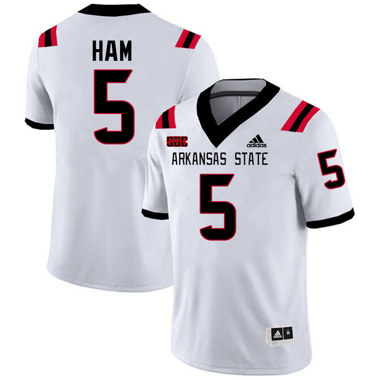 Marvin Ham Arkansas State Jersey,Arkansas State Red Wolves Football Uniforms,Jersey-White